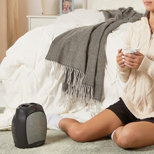 Amazon Basics Ceramic Space Heater, Portable Indoor Heating Solution, With Overheat and Tip-Over Protection, Thermostat, Non-Oscillating, 1500W, 7.52"D x 6.34"W x 9.45"H, Black - Image 7