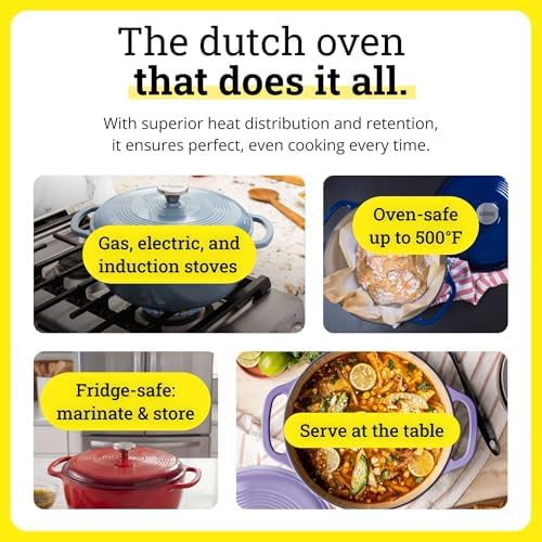 Lodge Essential Enamel Cast Iron Dutch Oven, 6 Quart, Cornflower Blue - Image 4