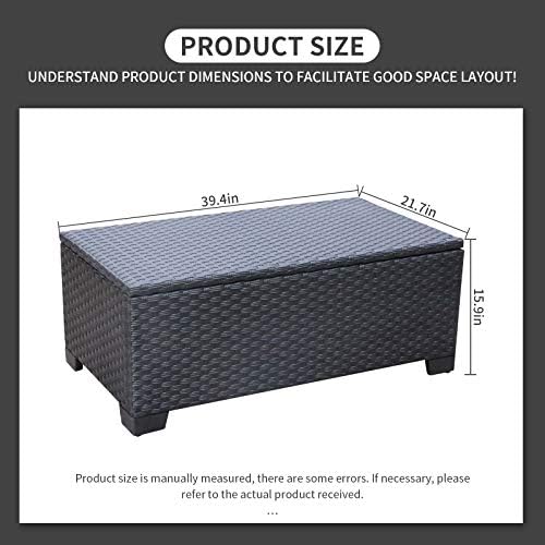Rattaner Patio Coffee Table with Storage Wicker Outdoor Coffee Table and All-Weather Wicker Side Table with Waterproof Cover, Black - Image 2