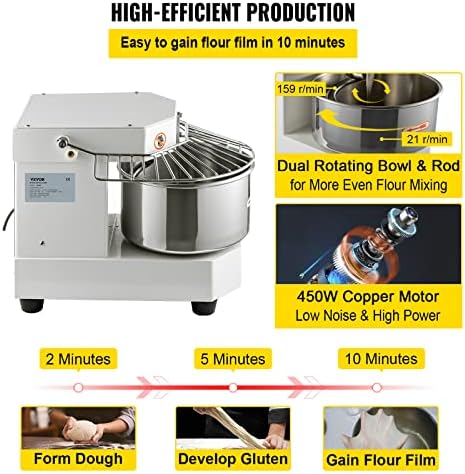VEVOR 8.5Qt Commercial Food Mixer Timing Function 450W Commercial Mixer - Image 4