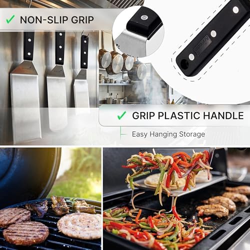 Anmarko Stainless Steel Spatula Metal Turner with ABS Handle, Black - Image 3