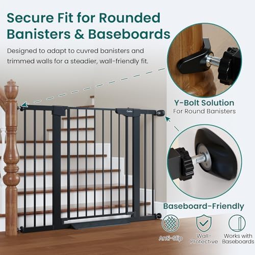 Cumbor 2 Pack 30-46" Baby Gate for Stairs, Auto Close Dog Gate Indoor Black - Image 4