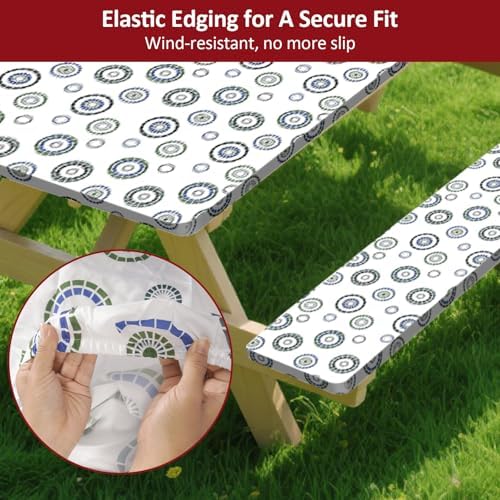 6ft 72in Picnic Table and Bench Cover, 3 Pack, Blue Flywheel - Image 4