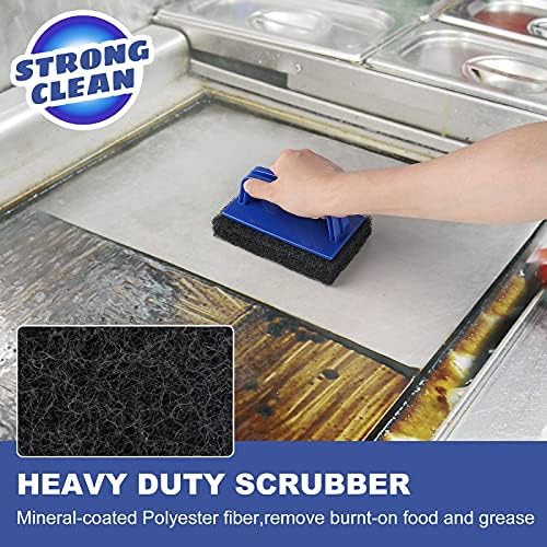 Blackstone Grill Cleaning Kit, Heavy Duty Griddle Scrubber Scouring Pad & Handle, Griddle Cleaning Brush for Charcoal, Gas Grills, Cast Iron Cookware, Oven, Grate, Stovetop - Image 2