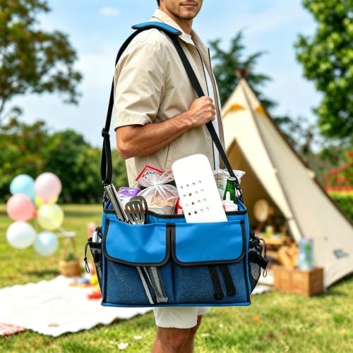 Large Grill Caddy Bag with Paper Towel Holder for Outdoor Grills, Blue - Image 7