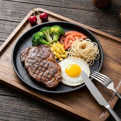 Maxdot 2 Pcs 11.4 Inch Cast Iron Grill Pan Round Pizza Pan Skillet for BBQ - Image 3