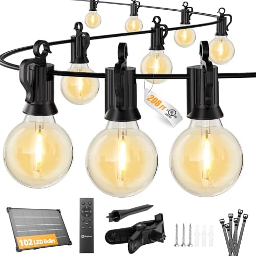 Brightown 208FT 102LED Solar String Lights Outdoor with Remote & USB Port by Brightown