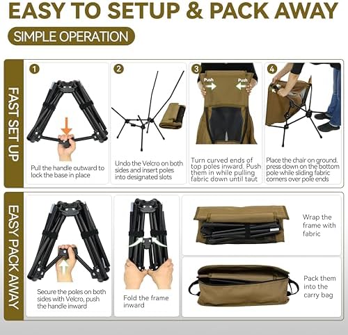 MARCHWAY Lightweight High Back Folding Camping Chair with Head Support - Image 6