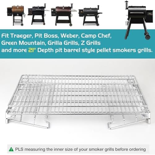 Jerky Racks for Traeger Smoker Pro 575 22 34 Grilling Cooling Warming Rack for Pit Boss Barrel Pellet Grill Pitboss Austin XL Parts 3 Tiered Stainless Steel Seasoning Smoking BBQ Accessories 21" Depth - Image 5