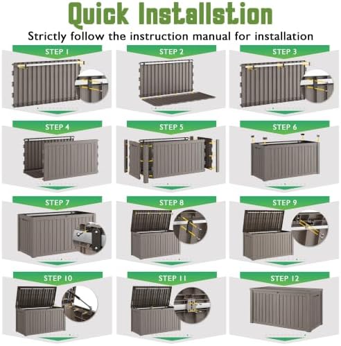 Outdoor Storage Waterproof Deck Box for Patio (200 Gallon, Grey) - Image 7
