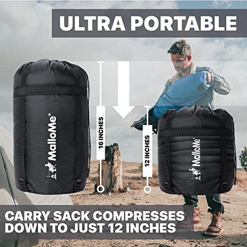 MalloMe Sleeping Bags for Adults Cold Weather & Warm - Backpacking Camping Sleeping Bag for Kids 10-12, Girls, Boys - Lightweight Compact Camping Essentials Gear Accessories Hiking Sleep Must Haves - Image 6