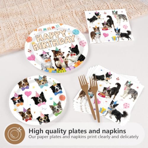 96Pcs Border Collie Dog Birthday Party Decoration, Serves 24 - Image 3