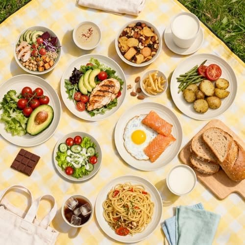 16 PCS Camping Dishes Set for 4, Unbreakable Plates and Bowls Set - Image 5