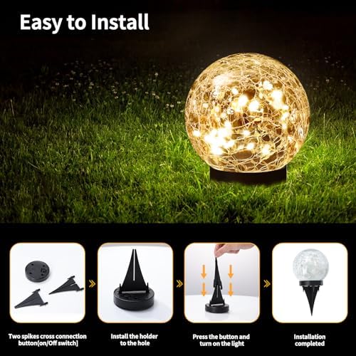 JKIMK Solar Globe Lights Outdoor Waterproof-Solar Balls for Garden - Image 5