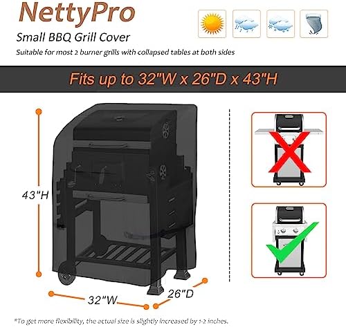 NettyPro Grill Cover for Outdoor Grill 32 Inch Waterproof Heavy Duty, Black - Image 6