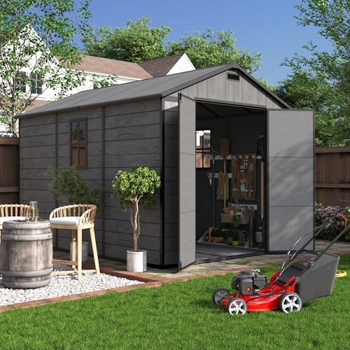 UDPATIO Outdoor Resin Storage Shed 7.5x10 FT with Floor, Dark Grey by UDPATIO