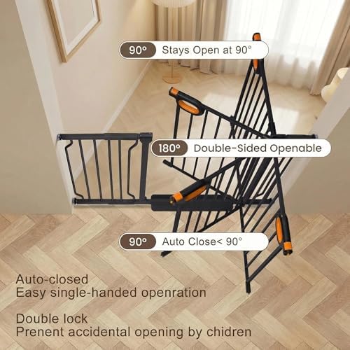 62.2-66.9 Inch Extra Wide Baby Gate with Door for Stairs Doorways - Image 2