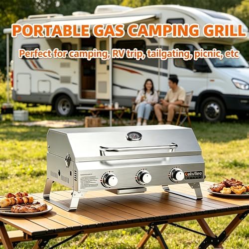 ONLYFIRE GRILLS Tabletop Gas Grill 3-Burner, Portable Propane BBQ Grill - Image 6