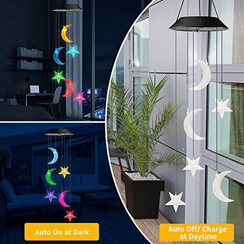 Toodour Solar Wind Chimes, Color Changing Wind Chimes Moon and Star - Image 5