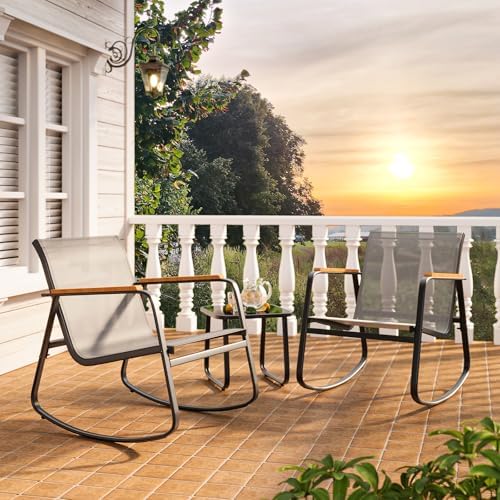 Ahomly 3 Pieces Patio Furniture Set, Outdoor Textilene Furniture Set, Gray - Image 6