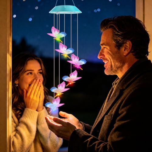 Toodour Solar Wind Chime, Color Changing LED Swaying Butterfly Wind Chimes - Image 5