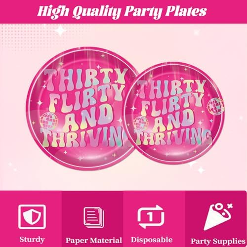 Thirty Flirty Thriving Birthday Plates Napkins Party Decor 96PCS - Image 4