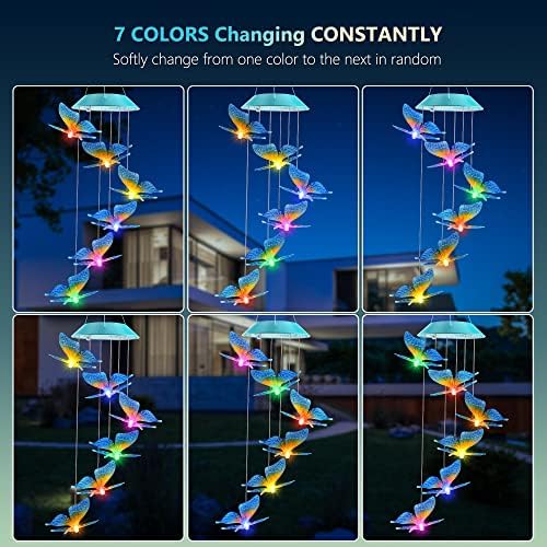 Solar Wind Chimes Outdoor, Color Changing Butterfly Gift for Mom Grandma - Image 5