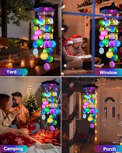 Toodour Solar Wind Chimes for Outside, Hanging Pastel Lights with 2 Modes - Image 5