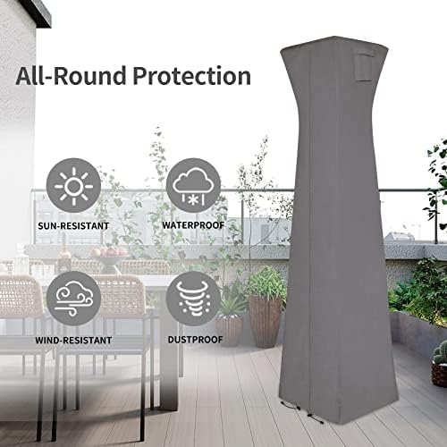 Easy-Going Pyramid Torch Patio Heater Cover, 90"H x 23"L x 23"W, Grey - Image 7