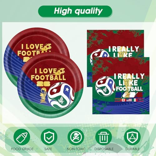 41Pcs Soccer Party Decorations 2026 Soccer Party Supplies Football Soccer Theme Plates Napkins Tablecloth,for Watch Party Game Day Kids Birthday Global Soccer Celebration Supplies - Image 4