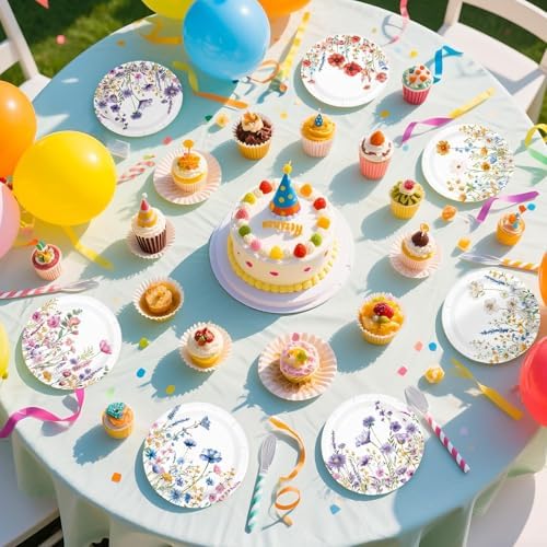60Pcs Wildflower Paper Plates 7" for Wedding Birthday Party - Image 7