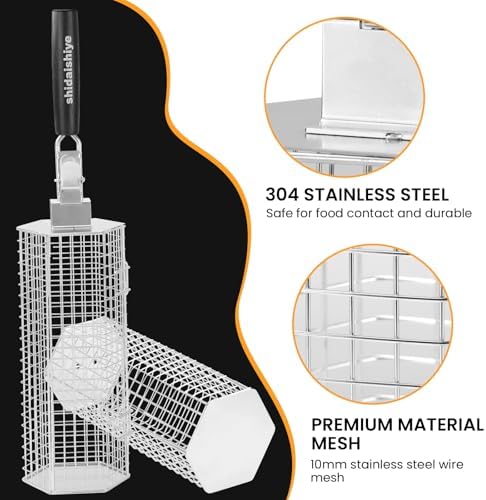2 Pack Rolling Grill Basket, Hexagonal BBQ Grill Baskets - Image 4