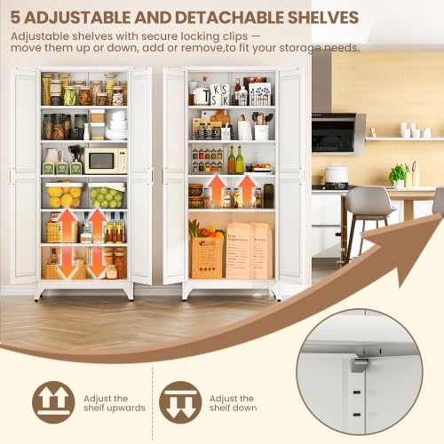 75"Kitchen Pantry Cabinet, Storage Cabinet with Doors and Shelves - Image 5