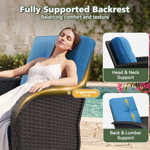 Aoxun 13 Piece Outdoor Patio Furniture Set with Coffee Table, Wicker Rattan Outdoor Furniture with High Back Swivel Rocker Chairs, Outdoor Conversation Set with Thick Cushion, Peacock Blue - Image 5