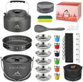 THTYBROS 43-Piece Camping Cookware Set,Large Mess Kit for 6 Persons,with 4.75QT Pot,2.1QT Kettle,Frying Pan,Cups,Utensils and Tableware,Heavy Duty Aluminum Cook Set for Outdoor Camping,Hiking,Picnic by THTYBROS