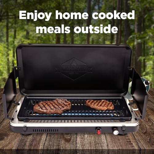 Hike Crew Gas Camping Grill | 13,000 BTU | Portable Propane Burner | Foldable Legs | Integrated Igniter & Included Regulator w/Stainless Steel Drip Tray | Wind Panels & Built-in Carrying Handle - Image 3