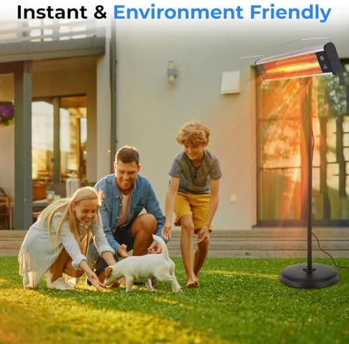 SereneLife Infrared Patio Heater 1500W Electric Heater Indoor/Outdoor Use, Portable Stand with Remote Control, IP65 Approved, 360° Tip-Over Safety Switch for Restaurant, Patio, Backyard, Garage, Decks - Image 4