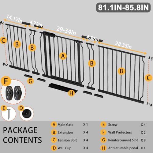 Fairy Baby 81.1-85.8 Inch Extra Wide Baby Gate for Stairs & Doorways Indoor - Image 2