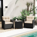 RELAX4LIFE 3-Piece Patio Furniture - Wicker Rattan Bistro Sofa Set w/Glass Top Coffee Table, Washable Cushions for Porch Balcony Backyard Poolside, Outdoor Conversation Set (Beige) by RELAX4LIFE