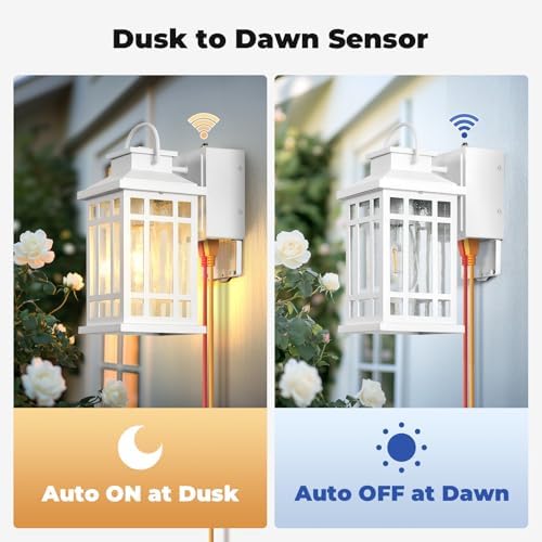 Outdoor Wall Lights with GFCI Outlet, Dusk to Dawn Outdoor Lighting - Image 3