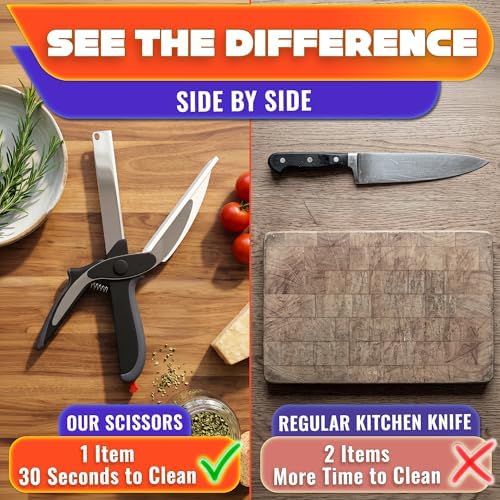 2 in 1 Kitchen Scissors for Food, Cutting Board Scissors with Safety Lock - Image 6