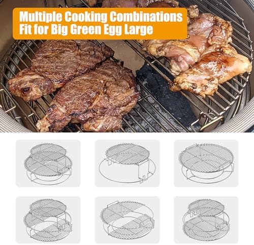 BBQ-PLUS Expander Rack Replacement Kit for XL Big Green Egg,Heavy Duty Stainless Steel 3 Tier 5 Piece Grill Basket Accessories with Removable Cooking Rack System Large - Image 6