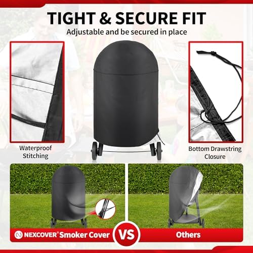 NEXCOVER Round Grill Cover - 40” Dia by 34”H BBQ Cover, Dome Smoker Cover, Waterproof &UV Resistant Barbeque Grill Cover for Outdoor Grill, Compatible for Char-Griller Akorn Kamado Grills - Image 6
