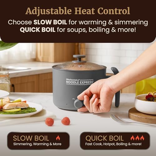 Elite Gourmet Noodle Express Electric Hot Pot, Ceralast Non-Stick, Grey, 1.3 Quarts (Pack of 12) - Image 2