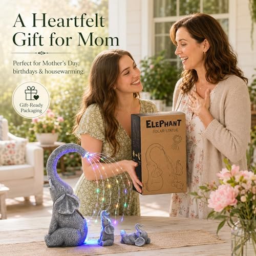 Qeeman Solar Elephant for Garden Decor: Weatherproof Resin Statues - Image 2
