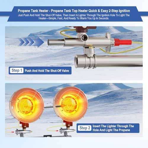 Propane Heater, 15000 BTU Propane Heater Outdoor, Propane Tank Top Heater with Tip-Over Protection, 3 Heat Settings, Safety Shut-Off Valve for Patio,Camp,Fish,Garage,etc. - Image 5