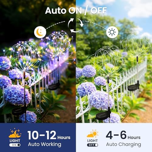 4Pack Solar Lights Outdoor, Multicolor Firework Lights - Image 5