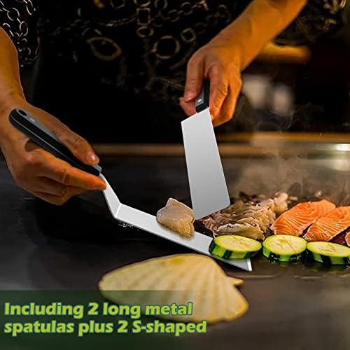 Metal Spatula Set, HaSteeL Stainless Steel Long Narrow Griddle Spatula, Heavy Duty Burger Turner Pancake Flipper with ABS Handle, Griddle Accessories Tools for BBQ Flat Top Cast Iron Grilling Cooking - Image 3