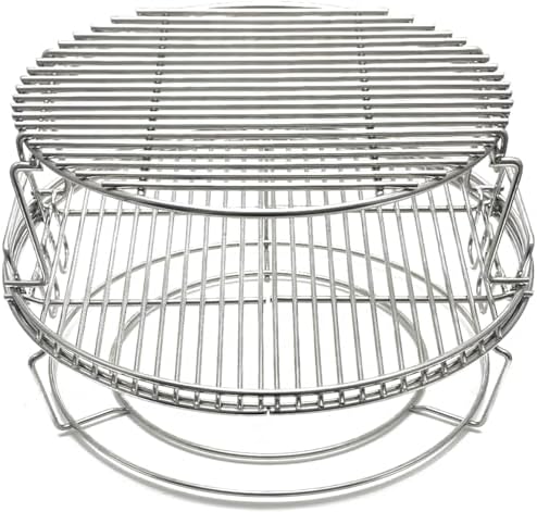 S28 3 Tier 5 Piece 304 Stainless Steel Grill Stack Rack Replacement Kit for Big Green Egg Large, Rack for Eggspander 5 Piece Kit Conveggtor Basket by Dongftai