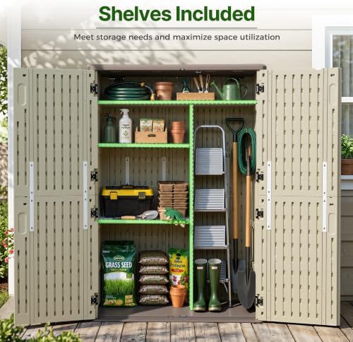 Macrout 50 Cu Ft Outdoor Storage Cabinet with Shelves, Waterproof ST5782 - Image 5